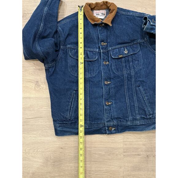 Vintage 70s 80s Lee Storm Rider Jacket Denim Corduroy Blanket Lining Union 42 R - Picture 6 of 9